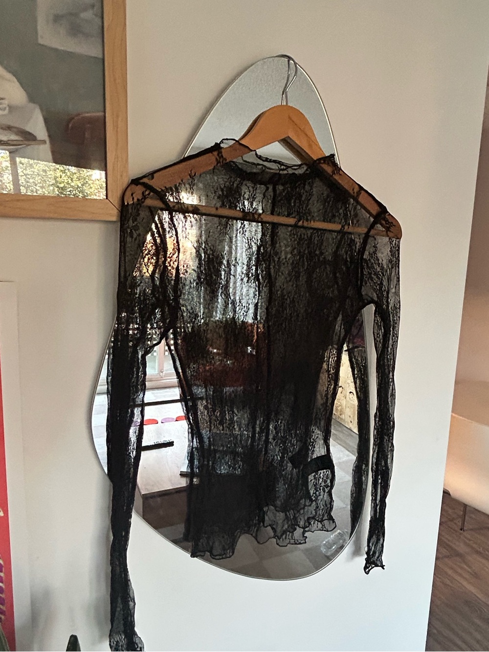 Sheer Black Lace Long Sleeve Top